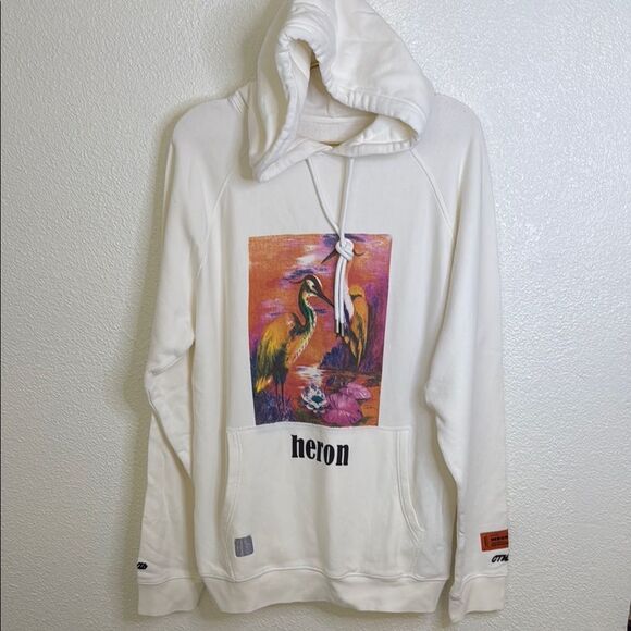 NWOT- Heron Preston Cream Sweater with Classic Heron Graphic Design- Small - Picture 10 of 10